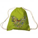 Trend-Bag Turnbeutel Sporttasche Rucksack mit Print -Blumen und Schmetterlinge - TB65321 limegrün