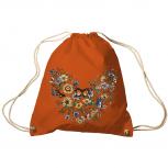 Trend-Bag Turnbeutel Sporttasche Rucksack mit Print -Blumen und Schmetterlinge - TB65321 Orange