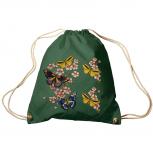 Trend-Bag Turnbeutel Sporttasche Rucksack mit Print -Schmetterlinge - TB65322 dunkelgrün