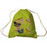 Trend-Bag Turnbeutel Sporttasche Rucksack mit Print -Schmetterlinge - TB65322 limegrün