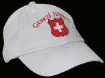 Baseballcap mit Switzerland - Einstickung - Gruezi Schweiz ... Schweizer Kreuz - 68148 weiss - Baumwollcap Hut Schirmmütze Cappy Cap