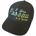 Baseballcap mit Einstickung - I love Passau an der Donau - 68839 schwarz