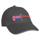 Baseballcap mit Einstickung Fahne Flagge Iceland Island 69989 grau