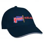 Baseballcap mit Einstickung Fahne Flagge Iceland Island 69989 Navy