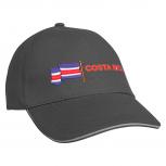 Baseballcap mit Einstickung Fahne Flagge Costa Rica 69992 grau