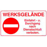 Verbotsschild - WERKSGELÄNDE - Gr. ca. 70 x 40 cm - 308857