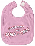 Baby-Lätzchen Schlabberlatz mit Druck - gesponsert von Oma + Opa - 07027 rosa