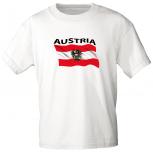 T-Shirt mit Print - wehende Fahne AUSTRIA Österreich - 76304/1 Gr. S-2XL