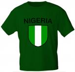 T-Shirt mit Print Fahne Flagge Nigeria 76421 dunkelgrün Gr. S