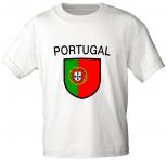 T-Shirt mit Print - Wappen Fahne Flagge Portugal - 76433 weiß Gr. L