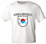 T-Shirt mit Print - Fahne Flagge Wappen Korea Republic Südkorea - 76438 weiß Gr. S