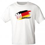 T-Shirt mit Print - wehende Fahne Deutschland - 76446 Weiß Gr. S-2XL