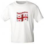 T-Shirt mit Print - wehende Fahne GEORGIEN - 76466 Gr. S-XXL