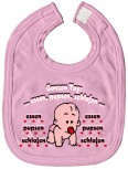 Baby-Lätzchen mit Druckmotiv - ganzen Tag essen, pupsen  07016 rosa