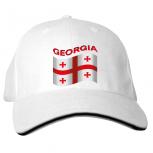 Baseballcap mit Textildruck - wehende Fahne GEORGIA - 77681 weiß