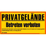 Warnschild PRIVATGELÄNDE - Privatgelände Betreten verboten - 308798 - 40cm x 20cm - Kunststoffschild