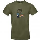 T-Shirt mit Print - Pinkelmännchen auf Regenbogen - 85171 Oliv Gr. S-2XL