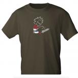 T-Shirt mit Print - Pinkelmännchen gegen Drohnen - 85178 Braun Gr. S-2XL