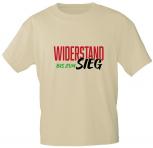 T-Shirt mit Print Textildruck - WIDERSTAND bis zum Sieg - 85234/1 Beige Gr. S-2XL