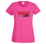 Girly-Shirt mit beidseitigem Print - WIDERSTAND bis zum Sieg - 85236 Rosa Gr. XS-2XL