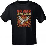 T-Shirt mit Print - NO WAR NEVER AGAIN Friedenstaube - 85249 Schwarz Gr. S-2XL