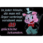 Witziges Schild - Glücksschwein - 60 glückliche Sekunden - 309267 - 30 x 20 cm - Spruch