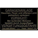 Kunststoffschild Hinweisschild - GARAGENANLAGE - Gr. 25 x 15 cm - 308467