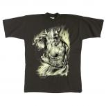 T-Shirt mit Print - Wikinger Kämpfer - 92003 schwarz - Lizens-Serie Milosch© - Gr. XXL