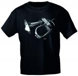 T-Shirt unisex mit Print - Flugelhorn Jazz - von ROCK YOU MUSIC SHIRTS - 10744 schwarz - Gr. S