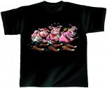 T-Shirt unisex mit Print - Pig Trio - von ROCK YOU MUSIC SHIRTS - 10415 schwarz - Gr. S