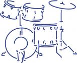 Aufkleber Applikation - Schlagzeug - Drumkit - AP0671 -  versch. Größen