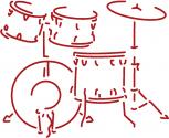 Aufkleber Applikation - Schlagzeug - Drumkit - AP0671 - rot / 15cm