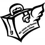 Applikationsaufkleber Dekor - Wir reisen auf Kosten unserer Erben - Gr. ca. 45cm x 40cm - AP1117