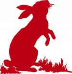 Aufkleber Applikation - Kaninchen - AP1235 - rot / 25cm