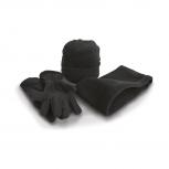 3 tlg. Mütze Handschuhe Halswärmer Loop Antipilling Fleece 41691 schwarz / S