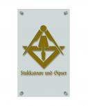 Zunftschild Handwerkerschild - Stukkateure und Gipser - beschriftet auf edler Acryl-Kunststoff-Platte – 309423 gold