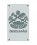 Zunft- Schild - Handwerker-Zeichen - edle Acryl-Kunststoff-Platte mit Beschriftung - Bürstenmacher - 309427 silber