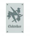 Zunftschild Handwerkerschild - Elektriker - beschriftet auf edler Acryl-Kunststoff-Platte – 309435 silber