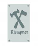 Zunftschild Handwerkerschild - Klempner - beschriftet auf edler Acryl-Kunststoff-Platte – 309436 silber