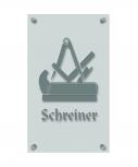 Zunftschild Handwerkerschild - Schreiner - beschriftet auf edler Acryl-Kunststoff-Platte – 309405 silber