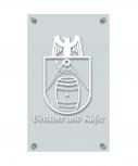 Zunft- Schild - Handwerker-Zeichen - edle Acryl-Kunststoff-Platte mit Beschriftung - Böttcher und Küfer - in gold, silber, schwarz oder weiß - 309434 weiß