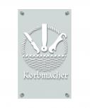 Zunftschild Handwerkerschild - Korbmacher - beschriftet auf edler Acryl-Kunststoff-Platte – 309426 weiß