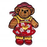 Aufnäher Patches - Bär Teddy mit Blumenkleid (BR851/2) Gr. ca. 5,5 x 8 cm