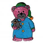 Aufnäher Patches - Bär Teddy im Nachthemd und Schlafmütze (BR854) Gr. ca. 5 x 8 cm