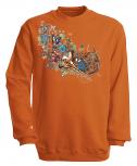 Sweatshirt mit Print - Trompete - S10283 - versch. farben zur Wahl - Gr. Orange / L