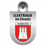 Einsatzschild für Windschutzscheibe incl. Saugnapf - Elektriker im Einsatz - 309489-15 Region Hamburg