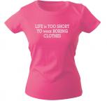 Girly-Shirt mit Print - Life is too short... - G10223 - pink - XXL