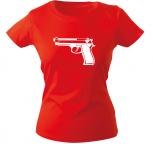 Girly-Shirt mit Print - Pistole - 10475 - rot - Gr. XS-XXL
