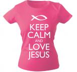Girly-Shirt mit Print - Keep calm and love Jesus - G12910 - pink - L