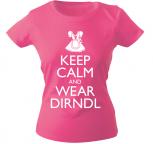 Girly-Shirt mit Print - Keep calm and wear Dirndl - 12915 - versch. Farben zur Wahl - Pink / S